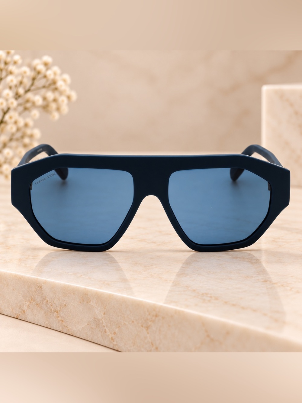 Canada Goose Matte Navy Geometric Sunglasses